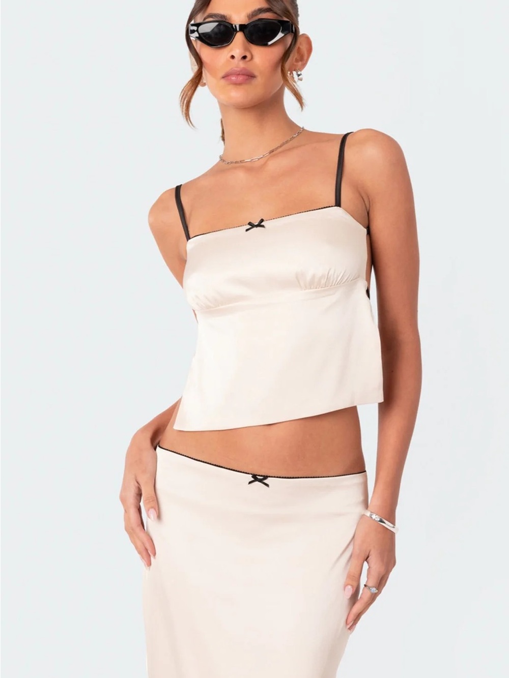 Edikted Satin Effect Open Back Top